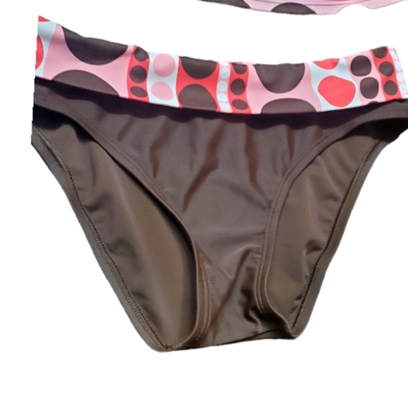 Ana Tankini SwimSuit Brown/Pink Polka Dot Size 8 - Picture 9 of 14